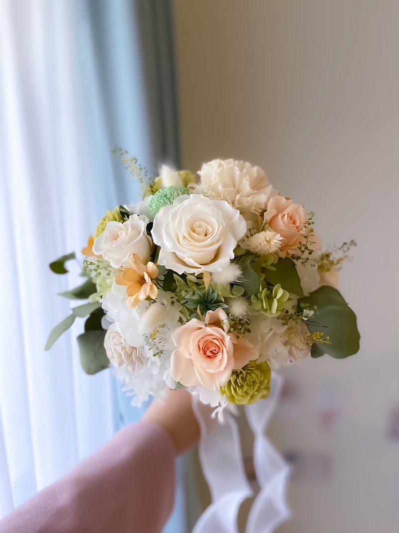 Forest system round immortal bouquet bridal bouquet wedding eternal flower forest system - Dried Flowers & Bouquets - Plants & Flowers 