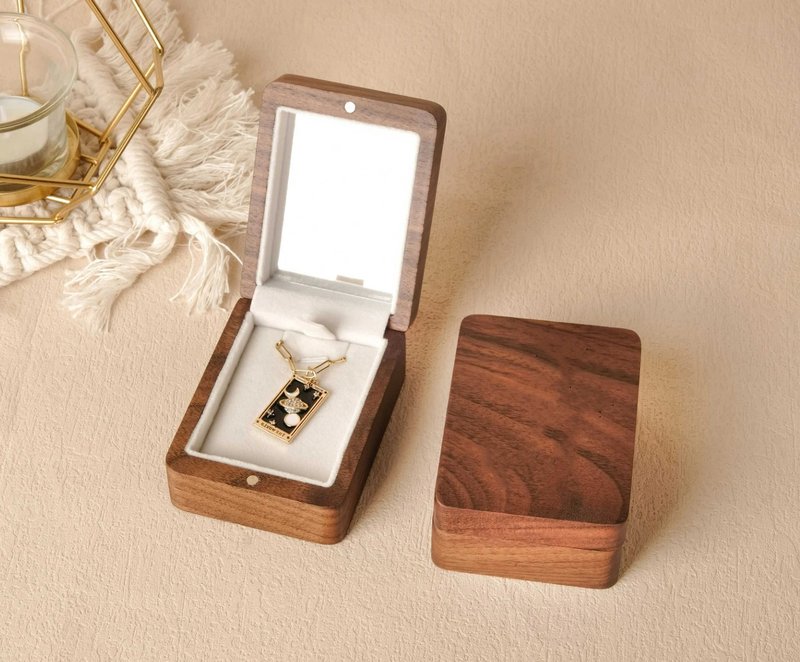 Custom Wedding Necklace Box, Wood Necklace Box, Necklace Box with Mirror - ของวางตกแต่ง - ไม้ 