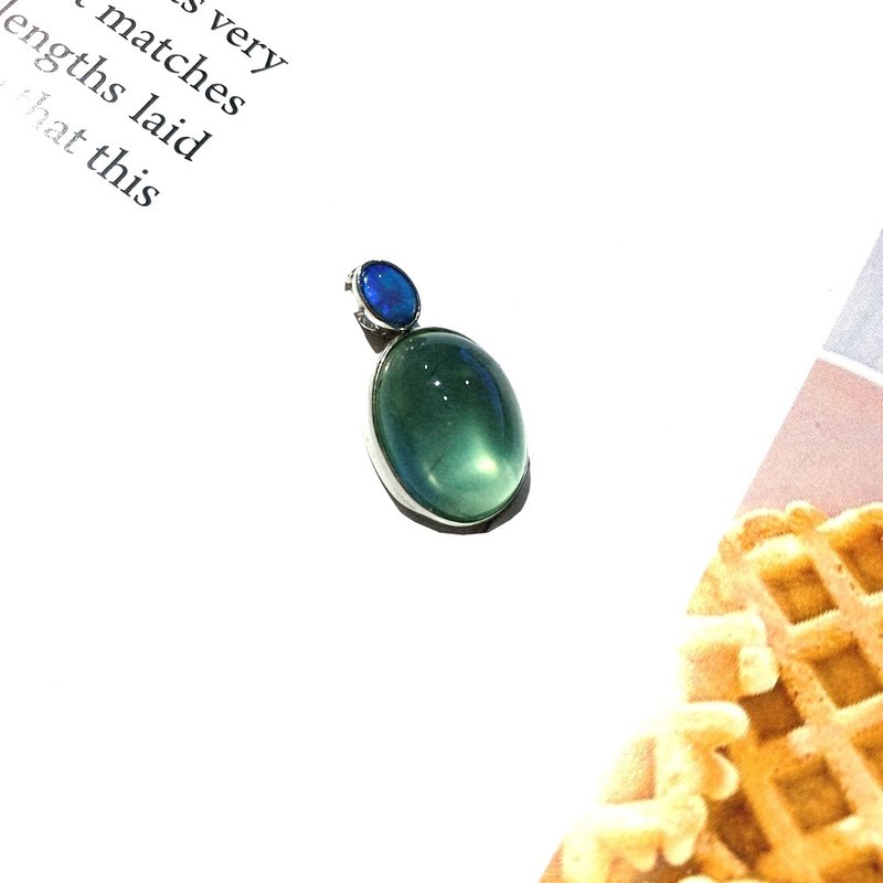 Eli Jewelry正14K白金 天然葡萄石蛋白石14K白金墜子 墜頭 吊墜 - 項鍊 - 貴金屬 銀色
