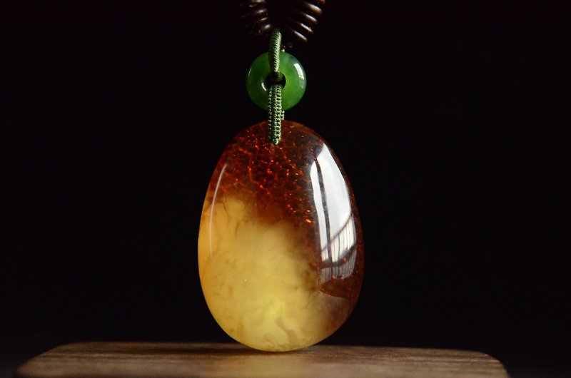 [Pick a month] Amber natural amber pendant natural Zen necklace - Necklaces - Gemstone Red