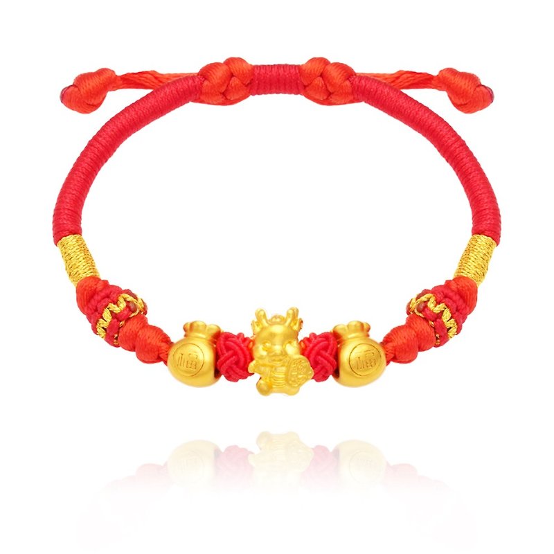 [Children's Painted Gold Ornaments] Lucky Bag Dragon Full of Children's Red Braided Bracelet Approximately Weighing 0.12 Money (Miyue Gold Ornaments) - Baby Gift Sets - 24K Gold Gold