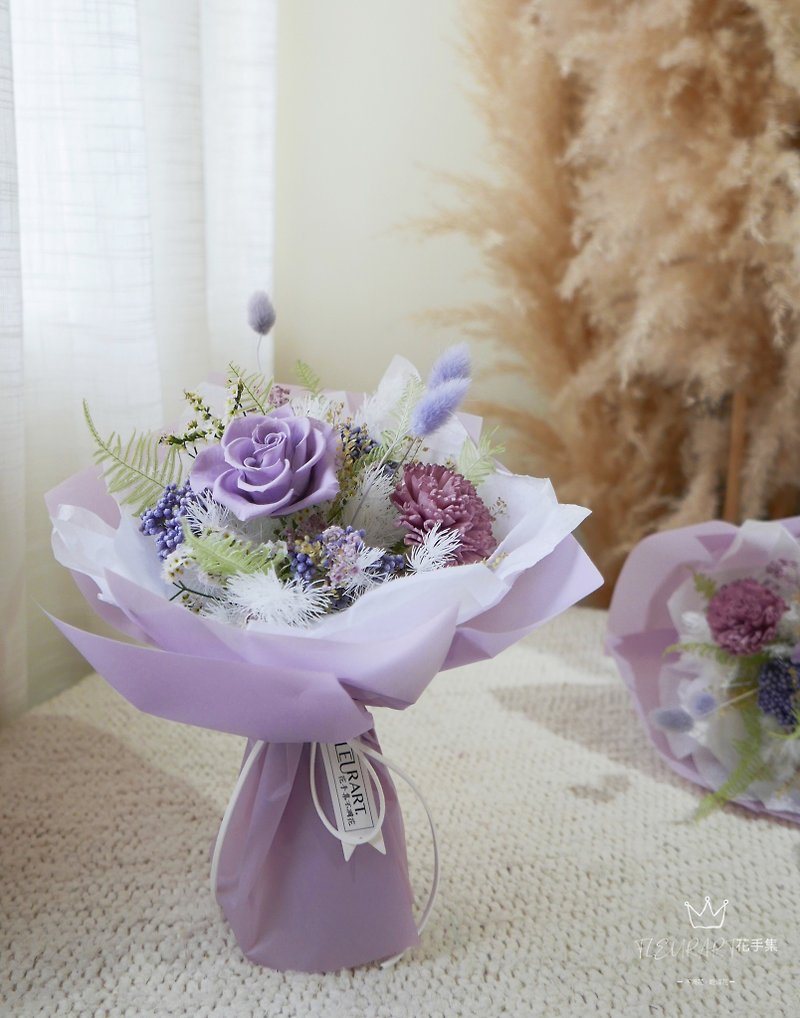 Fresh Purple Eternal Life Bouquet with Bag/Valentine's Day/Graduation/Confession/Birthday/Gift - Dried Flowers & Bouquets - Plants & Flowers Purple