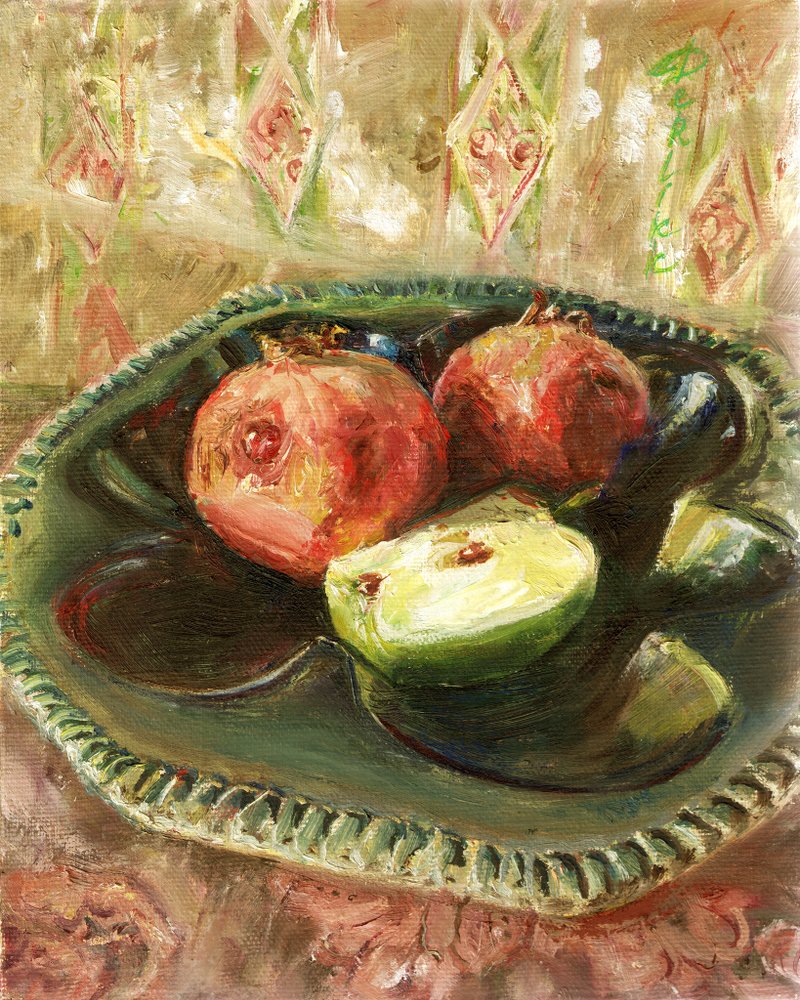 Fruits, still life oil painting original artwork - 壁貼/牆壁裝飾 - 其他材質 多色