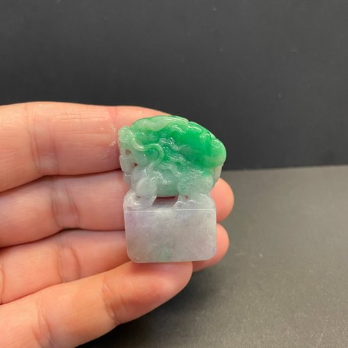 元元圓滾滾 水晶手鍊 瀚玉珠寶 天然翡翠 辣綠貔貅印章 春帶彩 紫羅蘭翡翠帶綠 招財避