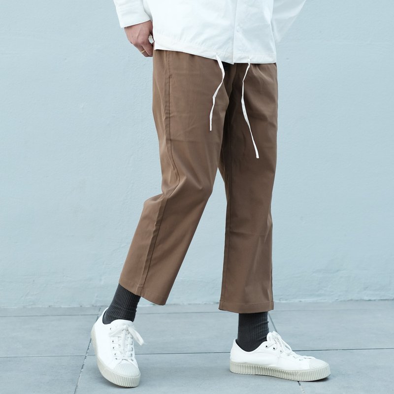 寬版剪裁九分褲 Wide Ankle Pants/簡約/素色/情侶服/長褲 - 男長褲/休閒褲 - 棉．麻 黑色
