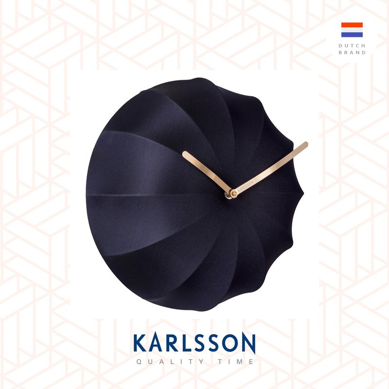荷蘭Karlsson Wall clock Stretch lycra blue深藍色布藝設計掛鐘 - 時鐘/鬧鐘 - 其他人造纖維 藍色