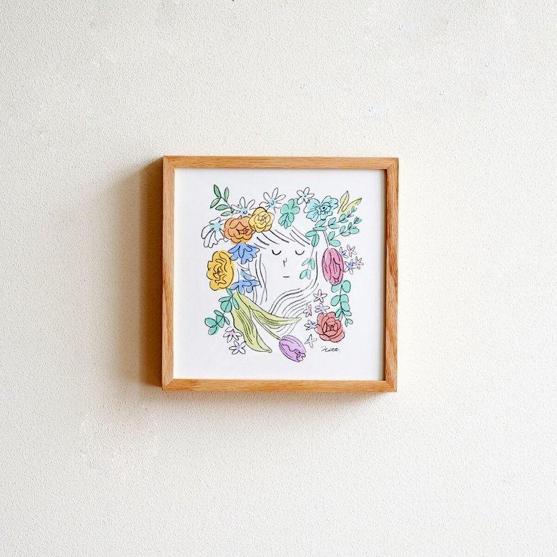 HATCH×DENTO | Picture Hatch Flower 212×212 with frame - Picture Frames - Wood 