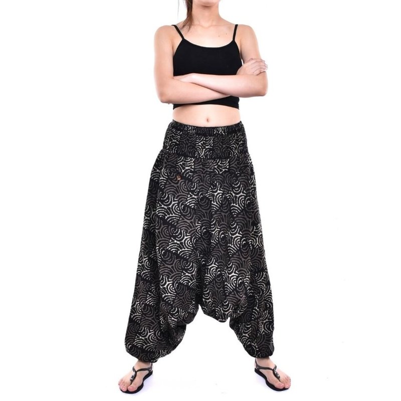 Hmong harem pants, samurai, cotton fabric, handmade - 男長褲/休閒褲 - 棉．麻 黑色