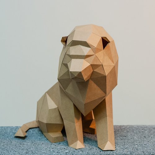 問創 Ask Creative DIY手作3D紙模型擺飾 小動物系列 -萬獸之王獅子 (4色可選)