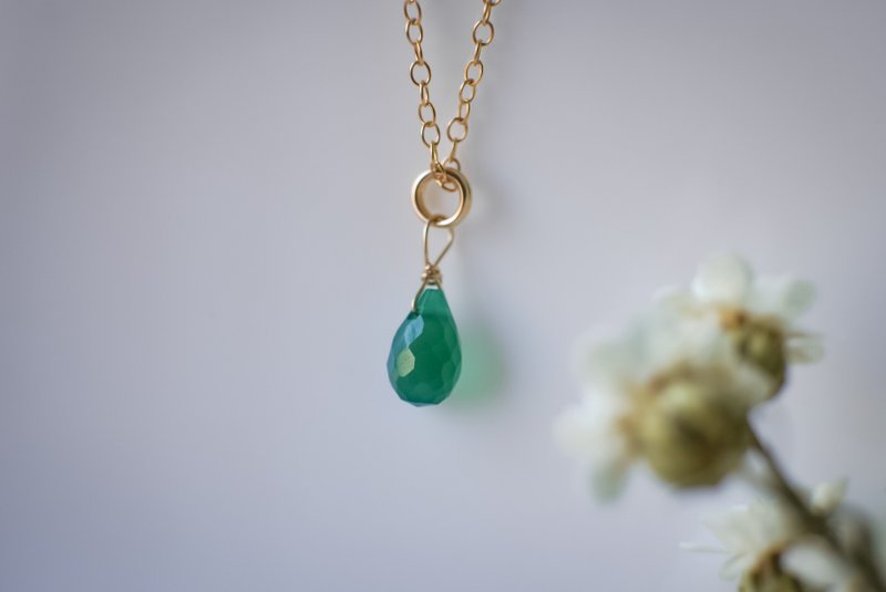 AAA 綠玉隨 印度瑪瑙 項鍊 Green Chalcedony 鎖骨鍊 - 項鍊 - 水晶 綠色