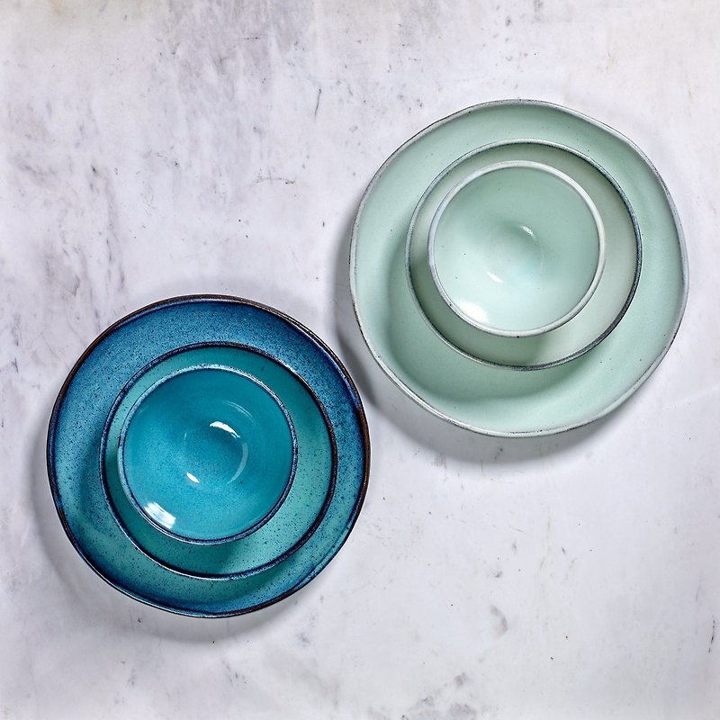 【Belgium SERAX】Aqua shallow dish - Small Plates & Saucers - Pottery Green