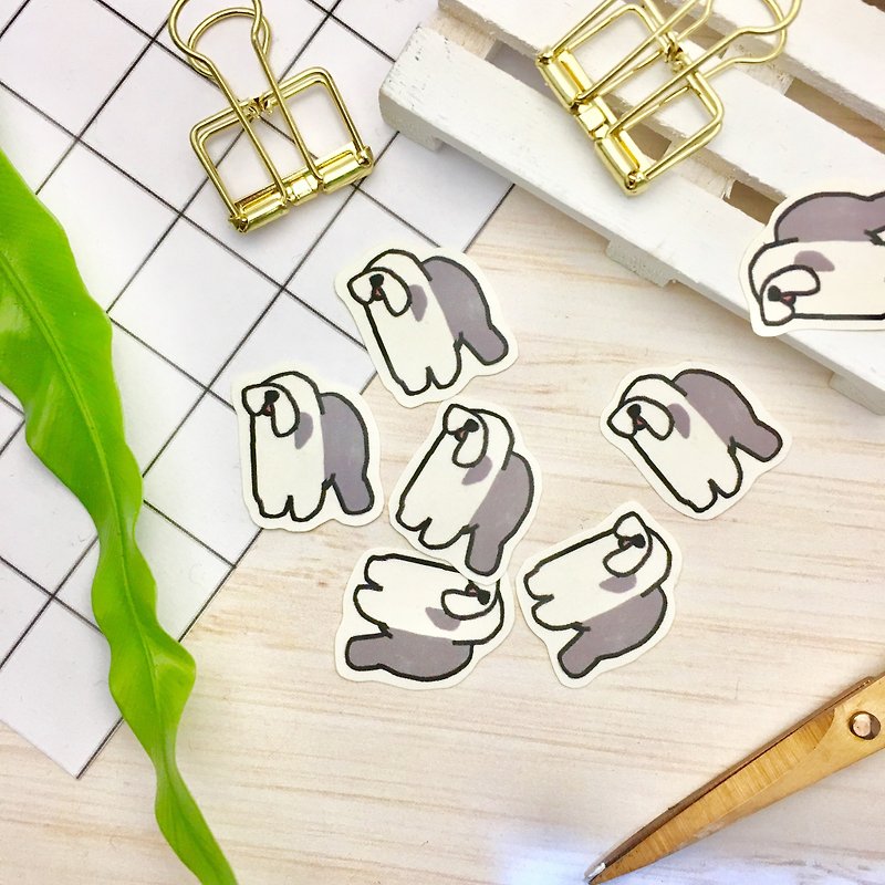 Leaflet/Little Mermaid Dog/Mist Hand-painted Stickers - สติกเกอร์ - กระดาษ สีเทา
