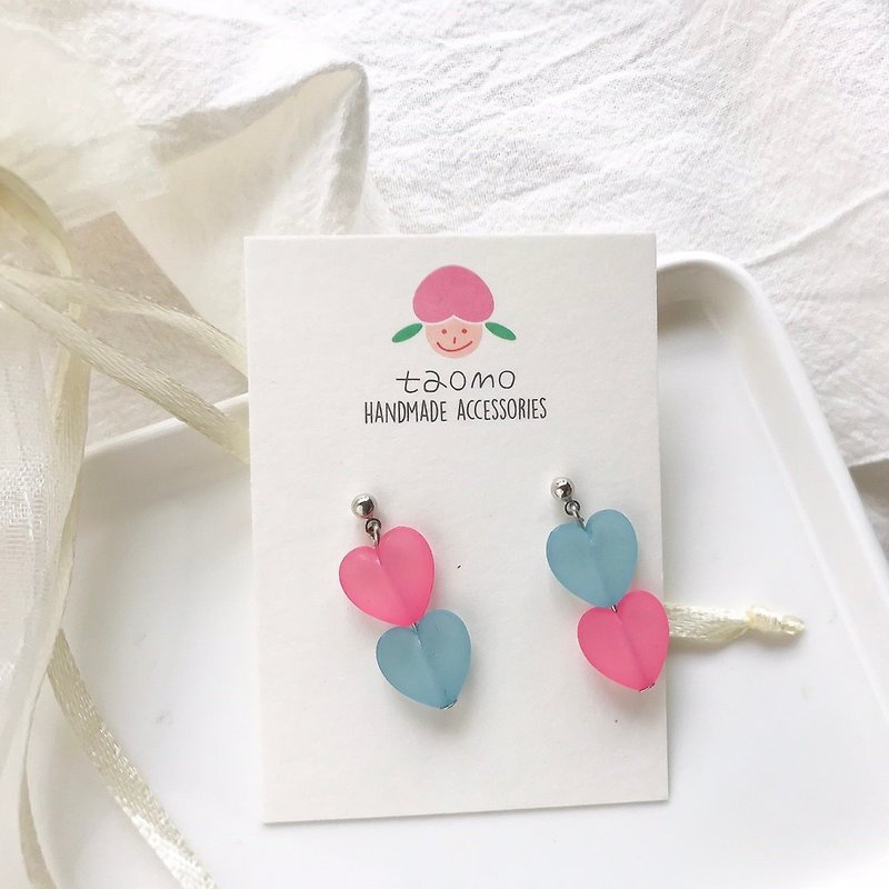 My cutest series-two-tone love earrings - Earrings & Clip-ons - Acrylic Multicolor