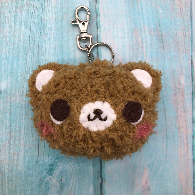 Caramel Bear-Chubby Woolen Animal Key Ring Charm - Keychains - Polyester Brown