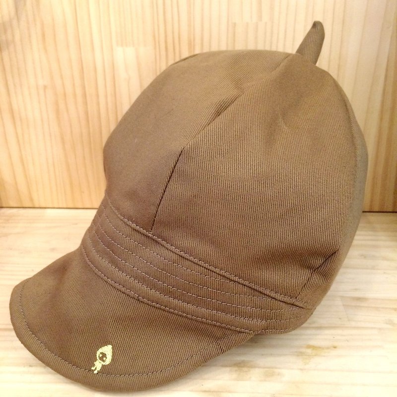 藝術畫家帽(卡其色):法式浪漫小顏感 - 帽子 - 棉．麻 卡其色