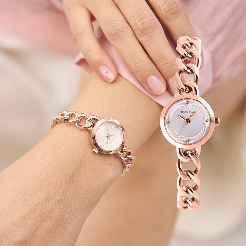 RELAX TIME bracelet style women's watch Rose Gold(RT-109-1-02) - นาฬิกาผู้หญิง - สแตนเลส สีกากี