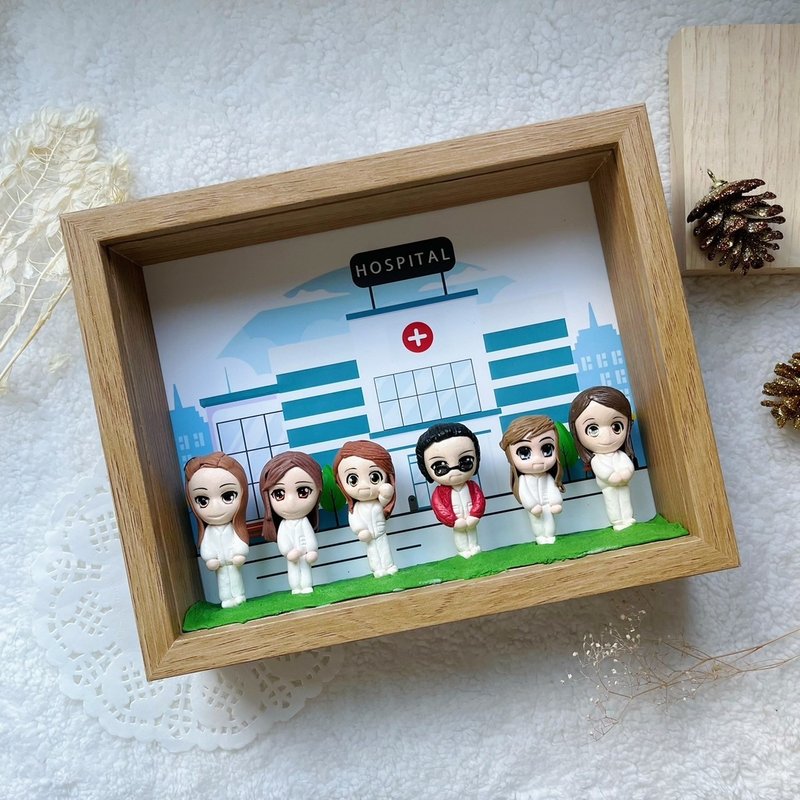 We are together 6x8 customized clay doll photo frame (background photo can be changed) - Stuffed Dolls & Figurines - Clay Brown