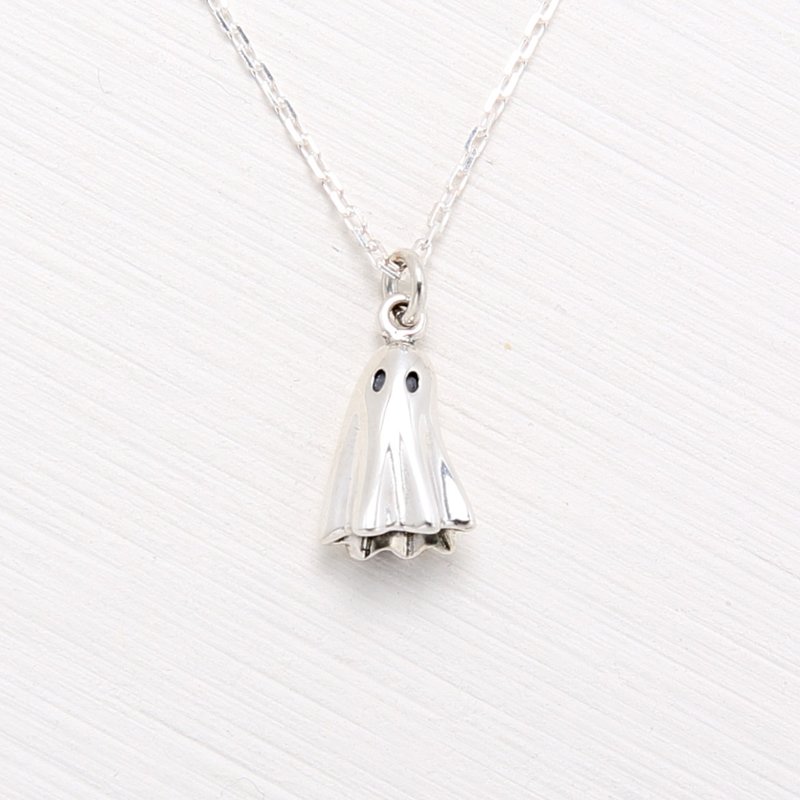 【Angel & Me】Ghost s925 sterling silver necklace Birthday Halloween gift - สร้อยคอ - เงินแท้ สีเงิน