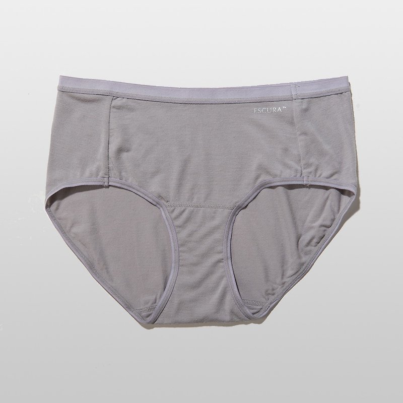 ESCURA Tencel Antibacterial Deodorant Mid Waist Panties - Grey - Women's Underwear - Eco-Friendly Materials Gray