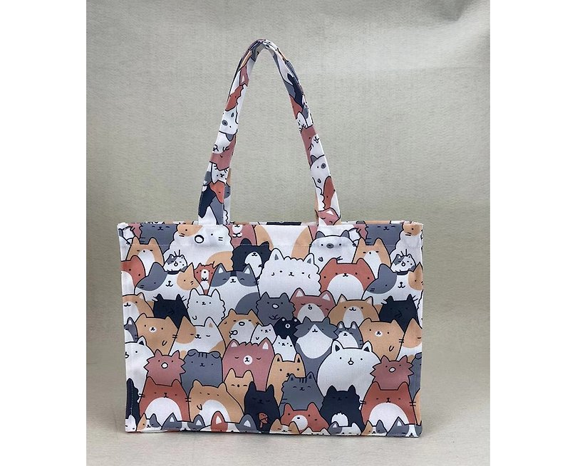 托特袋-可愛貓貓 - 手提包/手提袋 - 棉．麻 