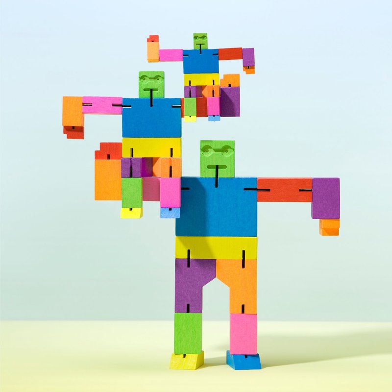Cubebot 酷比人【酷炫彩三件組】木製變形積木機器人 益智玩具 - 寶寶/兒童玩具/玩偶 - 木頭 