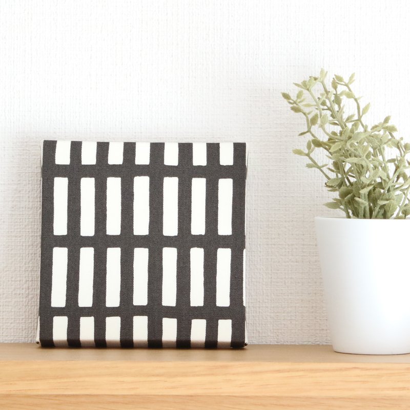 12x12cm Fabric Panel [Dull Square Lattice Smoke Black] - Wall Décor - Cotton & Hemp Black