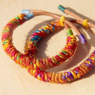 Christmas Gift Hand Twisted Sari Line Leather Hand Rope Bracelet Bracelet-Limited Sunshine Orange (Adjustable)