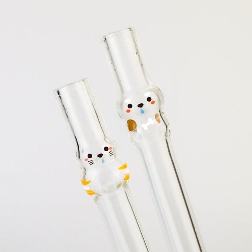 Lucky dog ​​shaped glass straw - Shop GOODGLAS Reusable Straws - Pinkoi