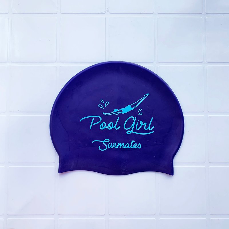 Deep Blue Pool Girl swim cap - Fitness Accessories - Silicone Blue