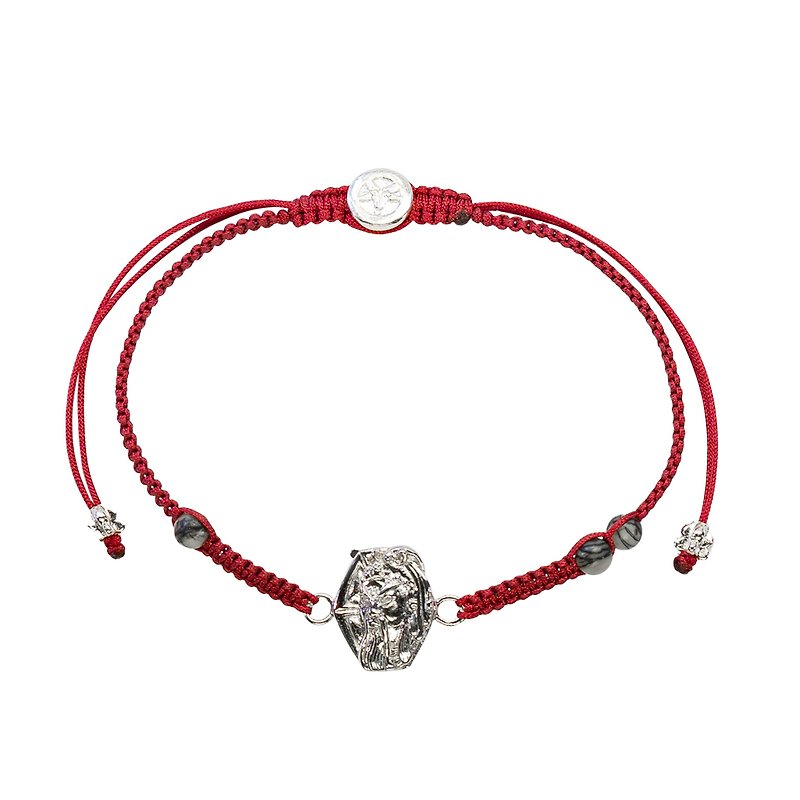 Beliefinluck-Sattra collection: Guan Yu bracelet Silver Charm - Bracelets - Sterling Silver Red