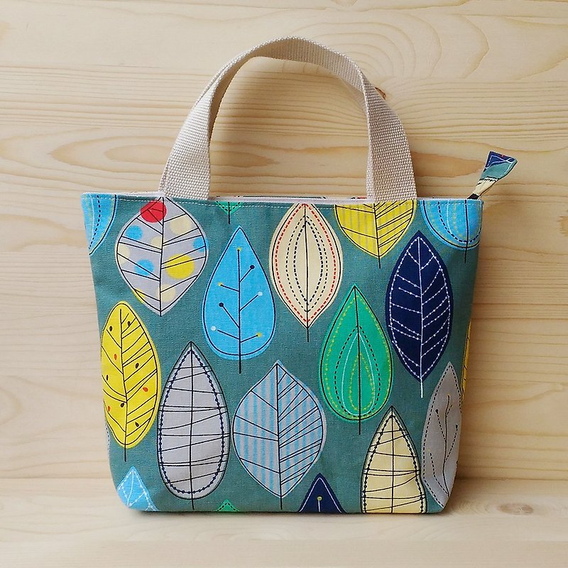 Large leaf zipper tote bag / order - กระเป๋าถือ - ผ้าฝ้าย/ผ้าลินิน สีเขียว