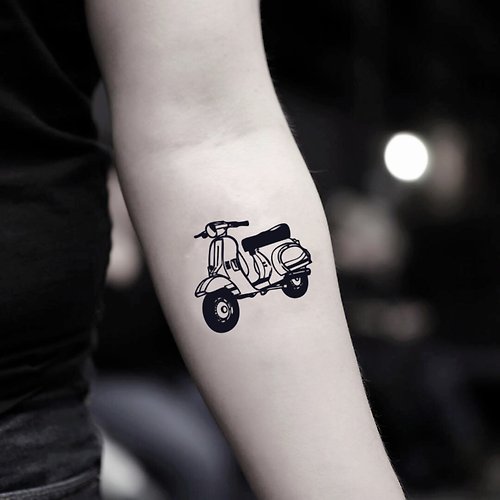 OhMyTat OhMyTat 小綿羊摩托車 Scooter 刺青圖案紋身貼紙 (2 張)