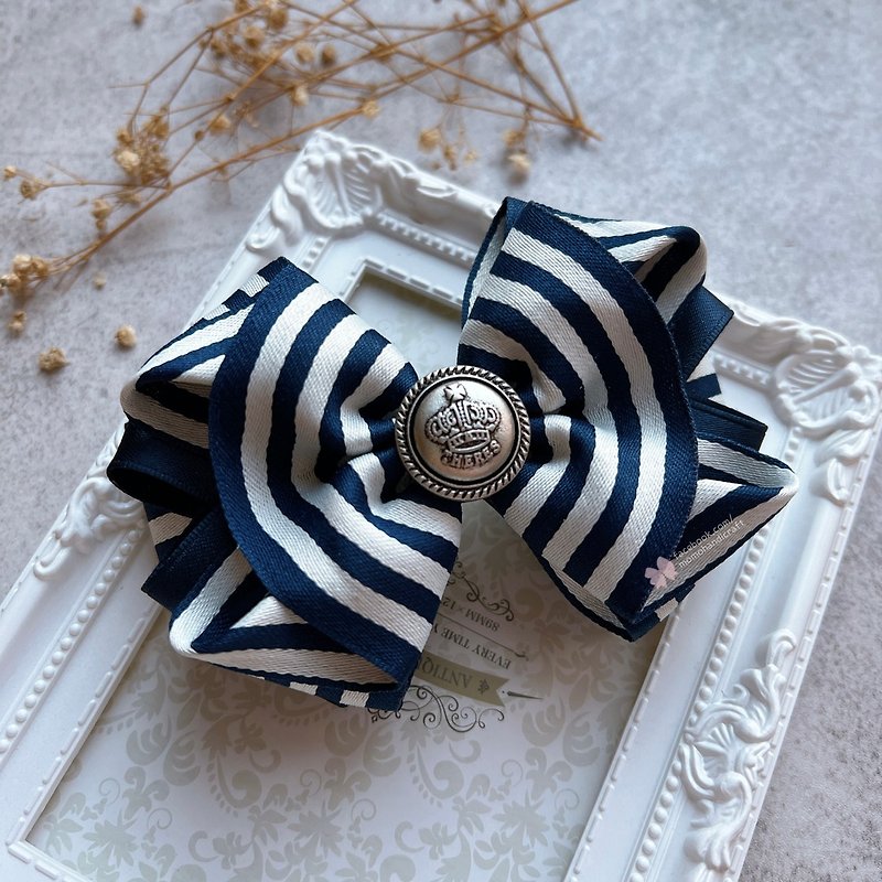 navy stripe // princess clip - Hair Accessories - Other Man-Made Fibers 