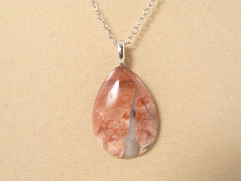 Teardrop Jasper Necklace Marsala Pink Cherry Red Stone Pendant Necklace Jewelry - Necklaces - Semi-Precious Stones Red