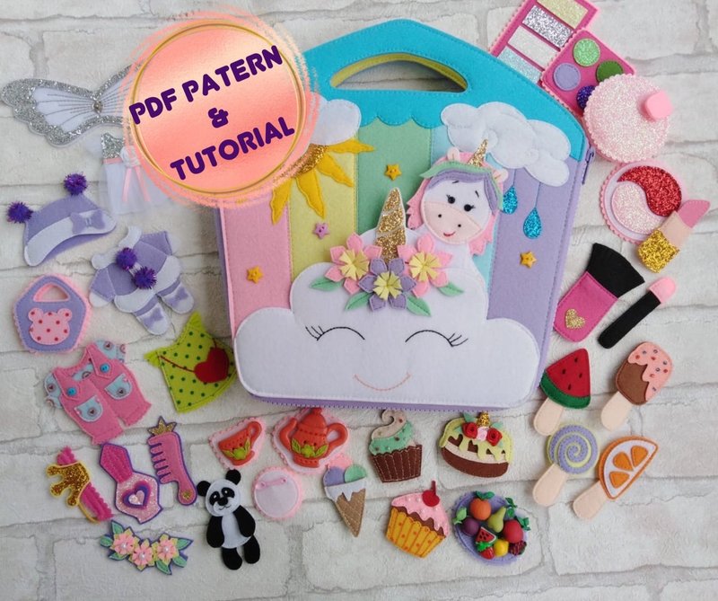 Quiet Book Pattern PDF, Unicorn Quiet book pattern PDF & Tutorial, Unicorn bag - 其他數位商品 - 其他材質 