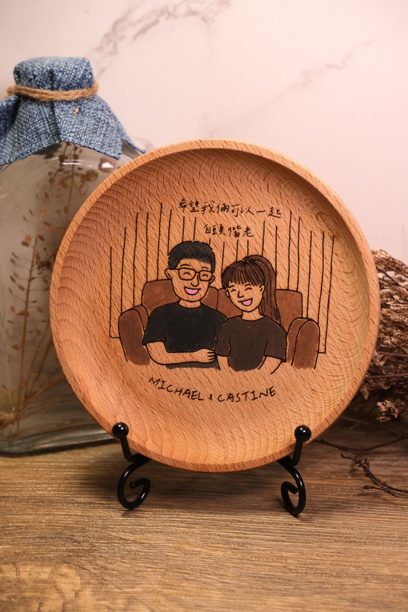 Customized Monogatari Small Wooden Plate-Customized Version for Good Friends (only special discounts for more of the same style) - Items for Display - Wood 