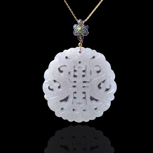 瓔珞珠寶盒 E.L.Jewelry Box 冰種白翡翡翠雙龍玉璧項鍊 | 天然緬甸玉A貨翡翠 | 送禮