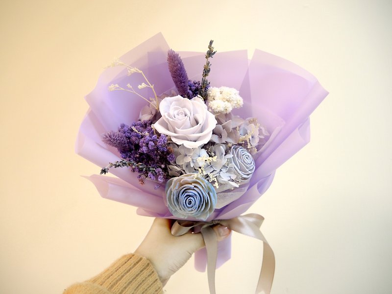 紫色系永生花束 乾燥花束 告白花束  求婚花束 情人節花束 禮物 - 乾花/永生花 - 植物．花 紫色