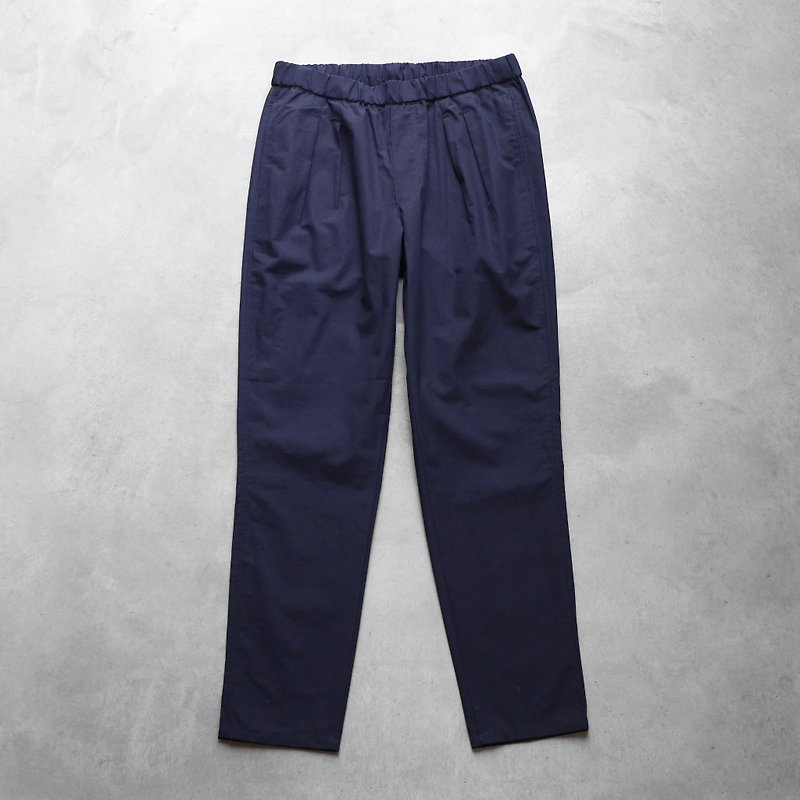 Fluffy cotton pants [navy] - กางเกงขายาว - ผ้าฝ้าย/ผ้าลินิน สีดำ