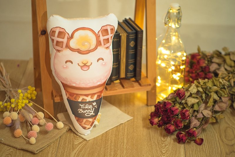 QQ雙面抱枕-甜筒兔-草莓 - 枕頭/咕𠱸 - 聚酯纖維 粉紅色
