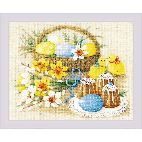 MARUMi刺繡手作 RIOLIS 十字繡材料包 - 復活節彩蛋與小雞