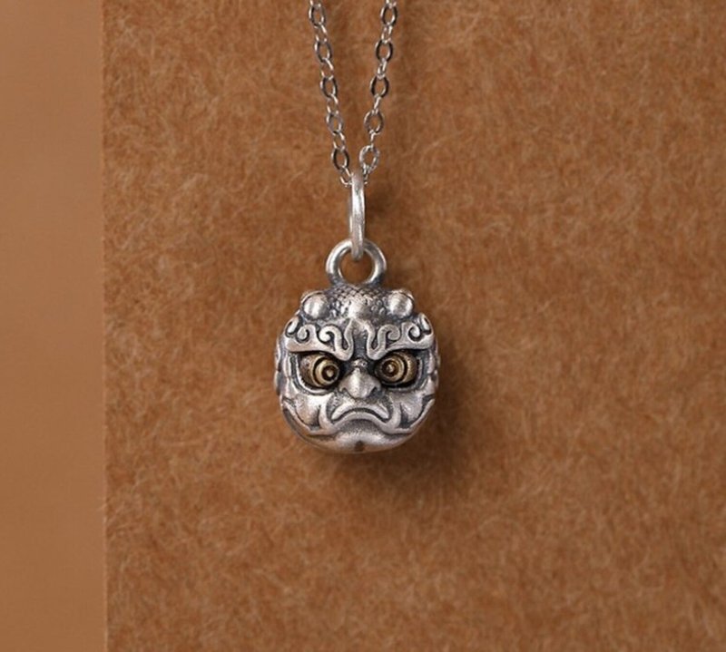 China Mythology Animals Pendants for Women Creative Thai Silver 925 Silver Heads - 長項鍊 - 純銀 銀色