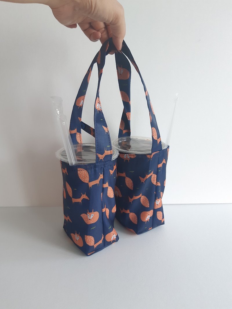 Small fox 2 with waterproof and environmentally friendly beverage bag _2 cup can be 1 cup _ have general size and ice dam cup size - ถุงใส่กระติกนำ้ - วัสดุกันนำ้ 