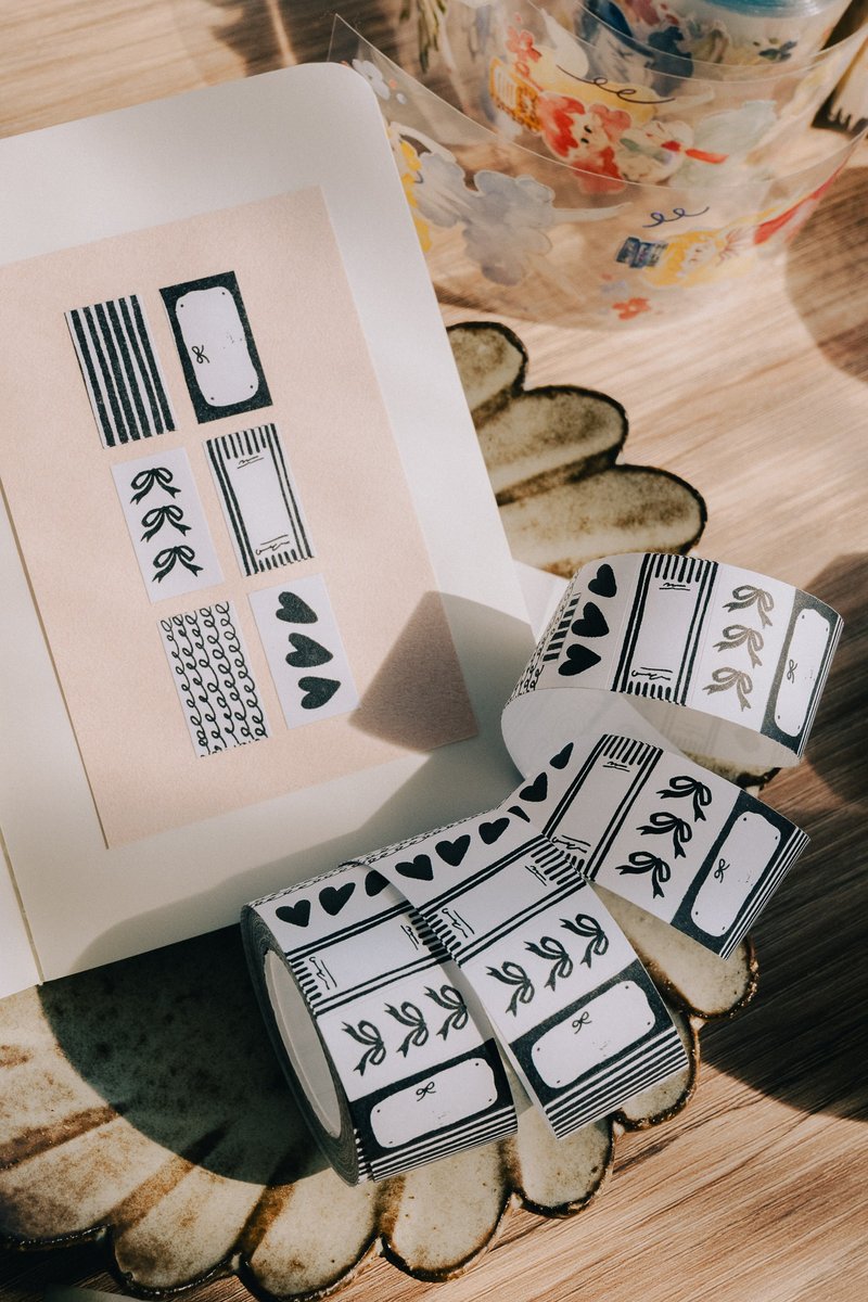 黑色-PaperNote標籤貼紙扭蛋 - 紙膠帶/和紙/PET - 紙 黑色