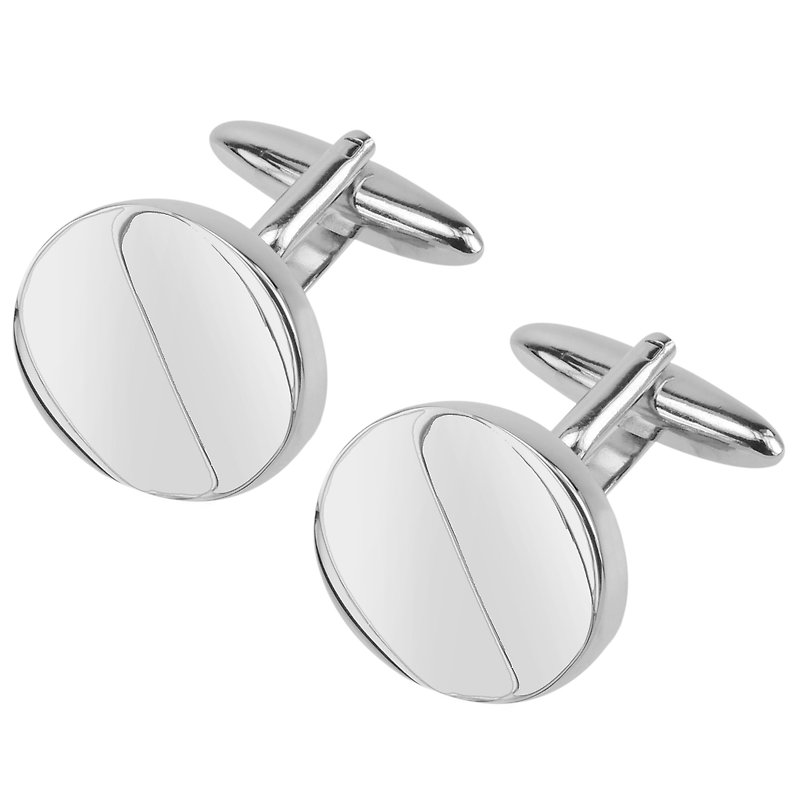Silver Oval Folding Surface Cufflinks - Cuff Links - Other Metals Silver