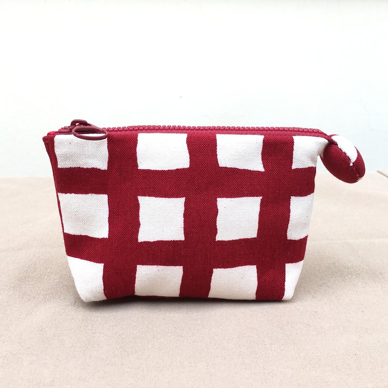 *Random checkered red three bags / universal bags* - Toiletry Bags & Pouches - Cotton & Hemp Red