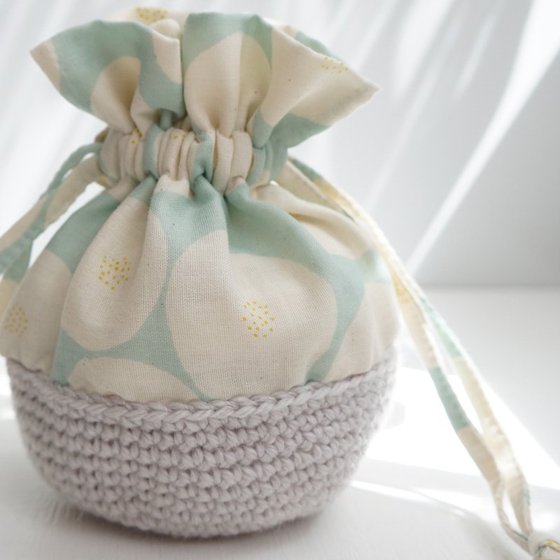 Ba-ba handmade mini drawstring bag  No.K39 - 化妝包/收納袋 - 其他材質 藍色