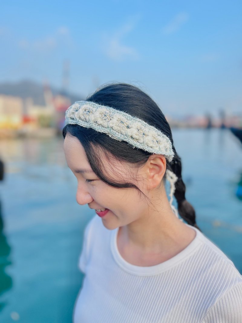 crocheted headband braided headband headband - ที่คาดผม - ผ้าฝ้าย/ผ้าลินิน ขาว