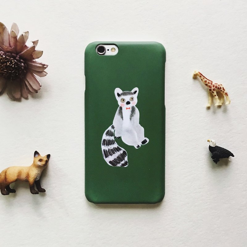 Zoo series lemur dark green mobile phone case - เคส/ซองมือถือ - พลาสติก สีเขียว