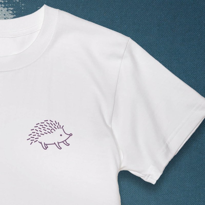 刺蝟 Hedgehog 棉T恤 白色 中性 休閒 戶外 客製 送禮 - 帽T/大學T - 棉．麻 白色